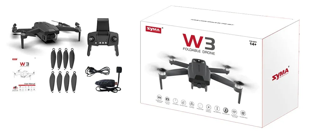 Drone Syma W3 Câmera 2K/WiFi/GPS - Preto