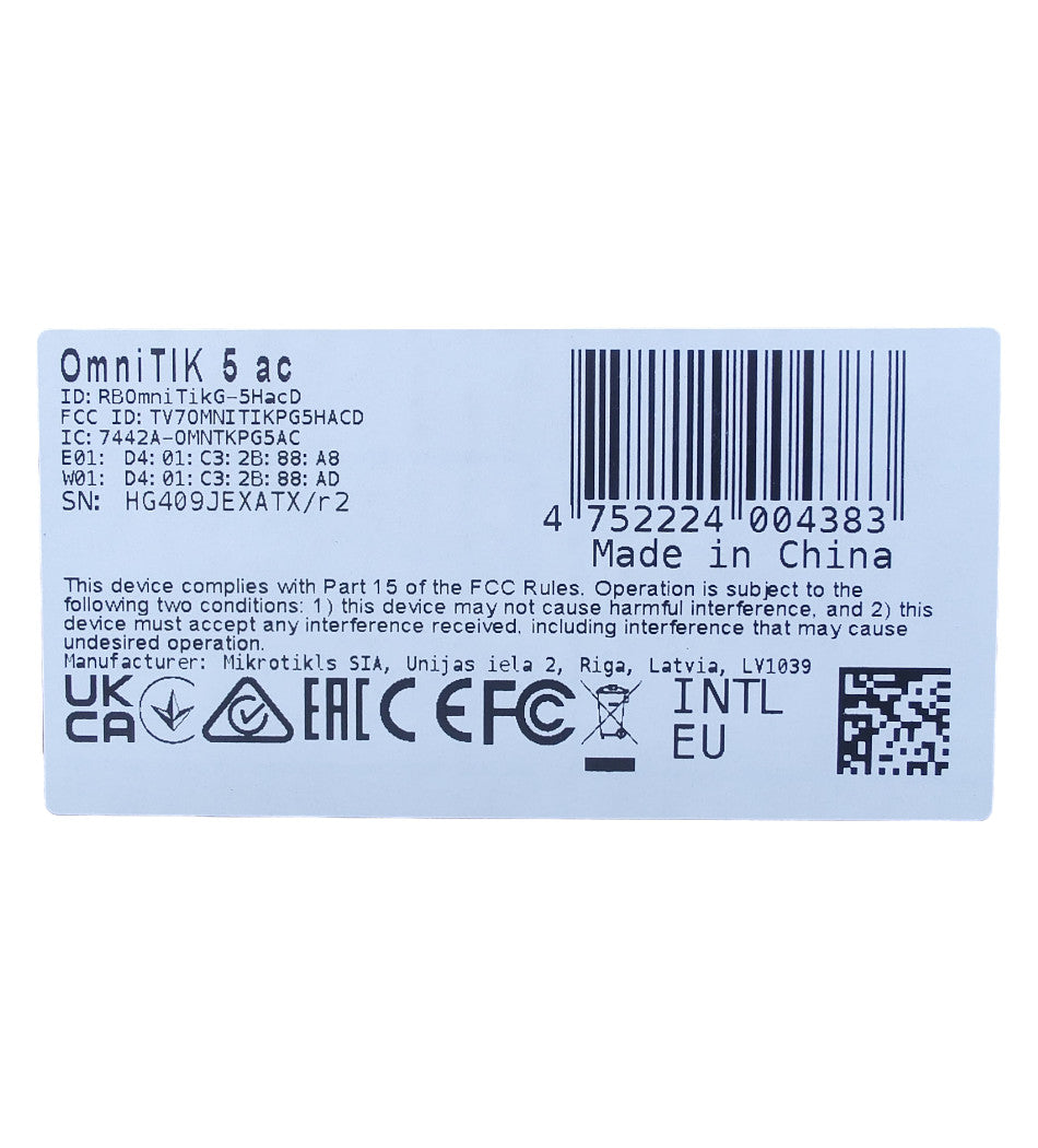 ANTENA MIKROTIK OMNITIKG-5HACD 7.5DBI 5GHZ L4 (OMNITIK 5 AC)