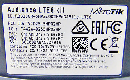 MIKROTIK AP LTE RBD25GR-5HPACQD2HPNDR11E-LTE6 AUDIENCIA 4G